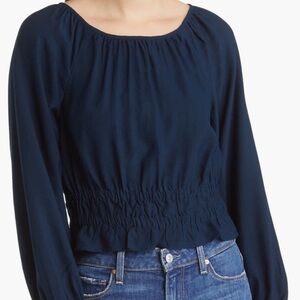 Madewell Navy Blue Tie Back Cutout Twill Top | Size M/L | NWOT
